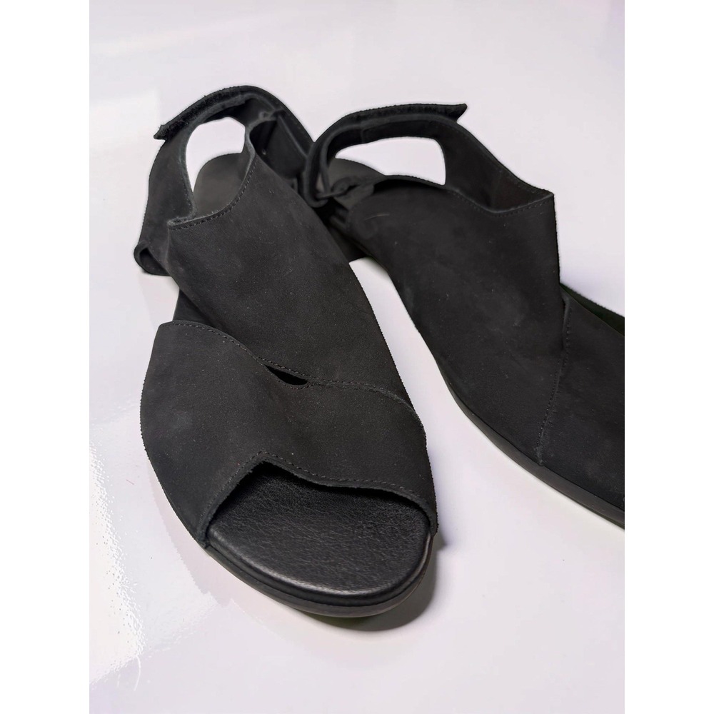 Arche Sandals Womens Black Nubuck Leather Suede Cutout Wedge Sandals Sz 8 Lk Nw